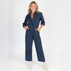 Natural Life Billie Navy Longsleeve Jumpsuit 100% Cotton Size Small Women’s